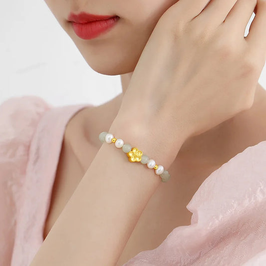 Hotan Jade & 999 Gold Pearl Bracelet|Feng Shui Elegance