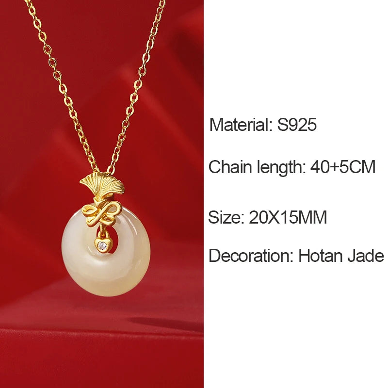 Hotan White Jade Donut Necklace Bracelet|Vintage Light Luxury Amulet