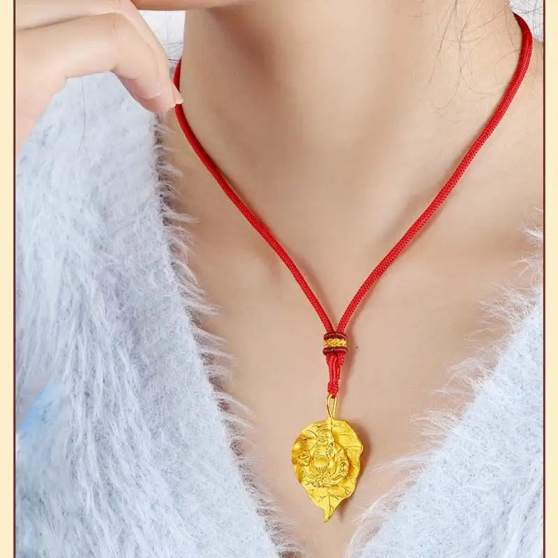 Maitreya Rose Quartz Buddha Leaf Pendant Necklace