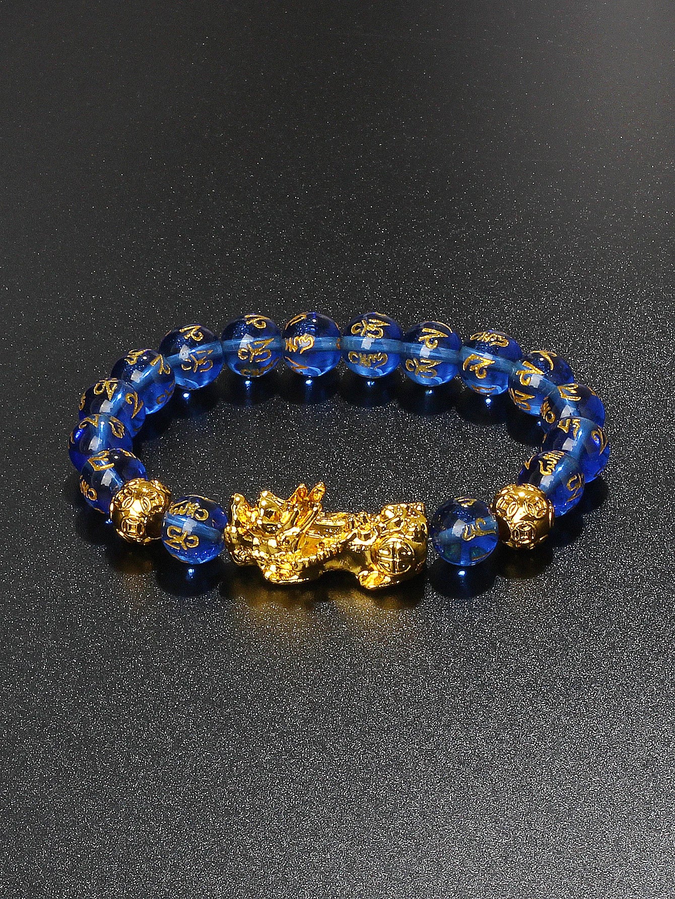 Gold Color Pi Xiu Bracelets Women Feng Shui Obsidian Wealth Pi Yao Bracelets Men 10m Dragon Mantra Bead Bangle Lucky Jewelry New