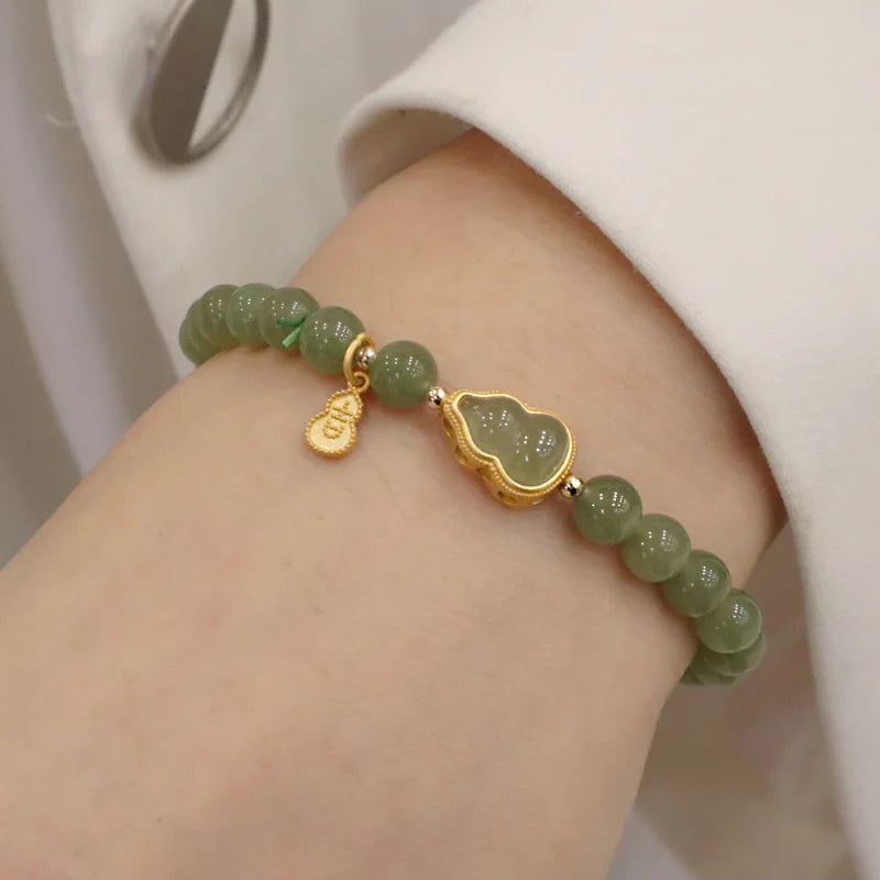 Fu Character Hotan Jade Gourd Bracelet — Sailor Chain Gift