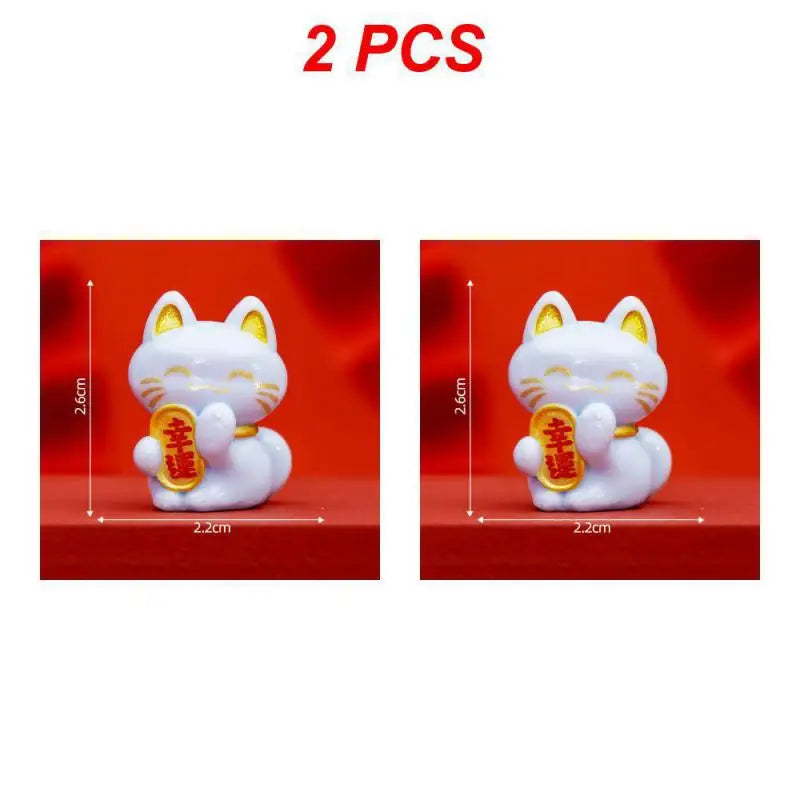 1/2PCS Lucky Feng Shui Cat Maneki Neko Fortune Cat Figurine Collectible Fortune Decor Ornaments Lucky Cat Mini Figure Collection