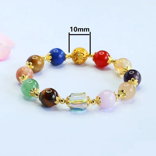 Multicolor Tiger Eye Crystal Bracelet — 10mm Lucky Strand