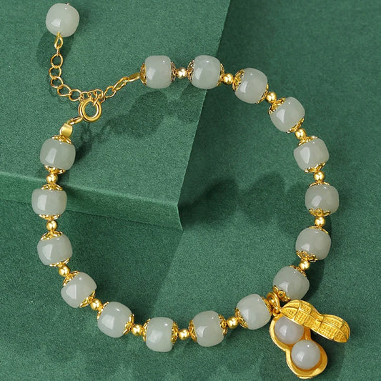 Hotan Jade Peanut Bracelet - Classic Women's Lucky Bangle