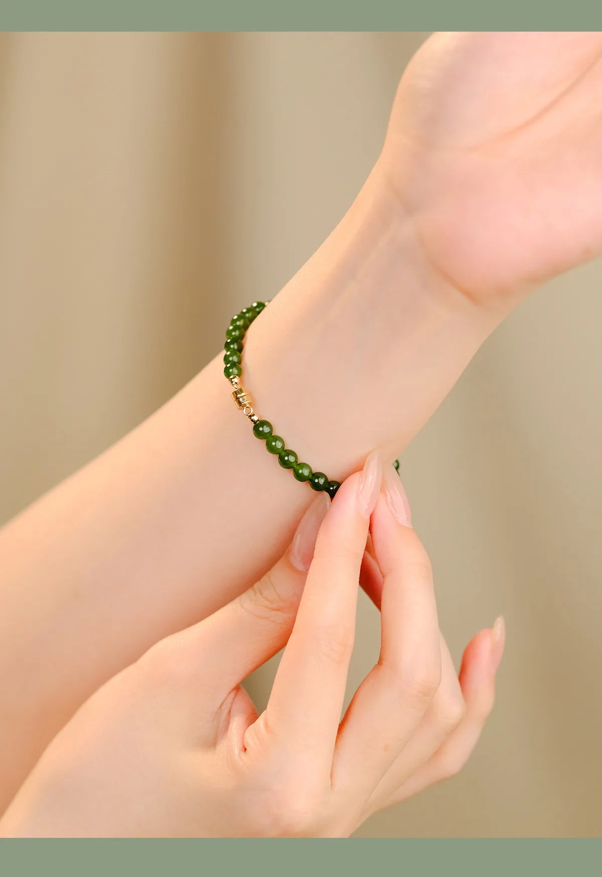 Hotan Jade Green Jasper Bracelet Jade Hand String Onyx Bracelet 925 Sterling Silver Fashion Jewelry for Women Gift Wholesale