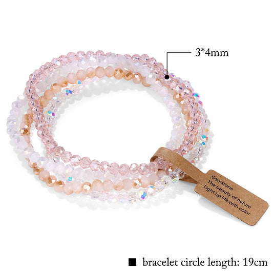3x4mm Faceted Crystal Beads Bracelet Set|Colorful Couple Beads