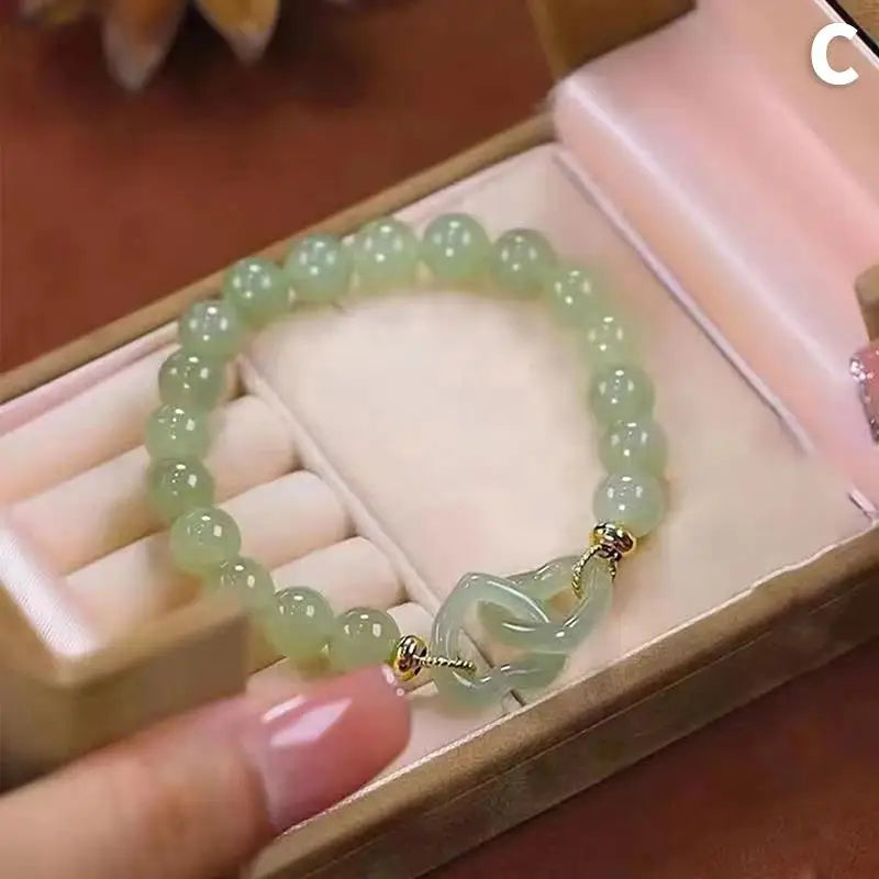 Hetian Jade Heart Bead Bracelet|Minimalist Peace Button Jewelry
