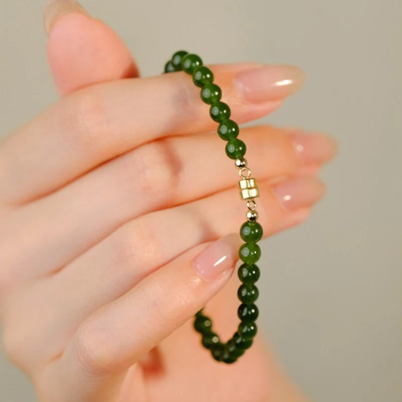 Hotan Jade Green Jasper Bracelet Jade Hand String Onyx Bracelet 925 Sterling Silver Fashion Jewelry for Women Gift Wholesale