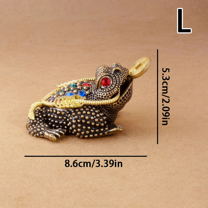 1PC Brass Feng Shui Toad Money Lucky Fortune Wealth Chinese Frog Toad Coin Home Office Decoration Lucky Gifts Tabletop Ornaments
