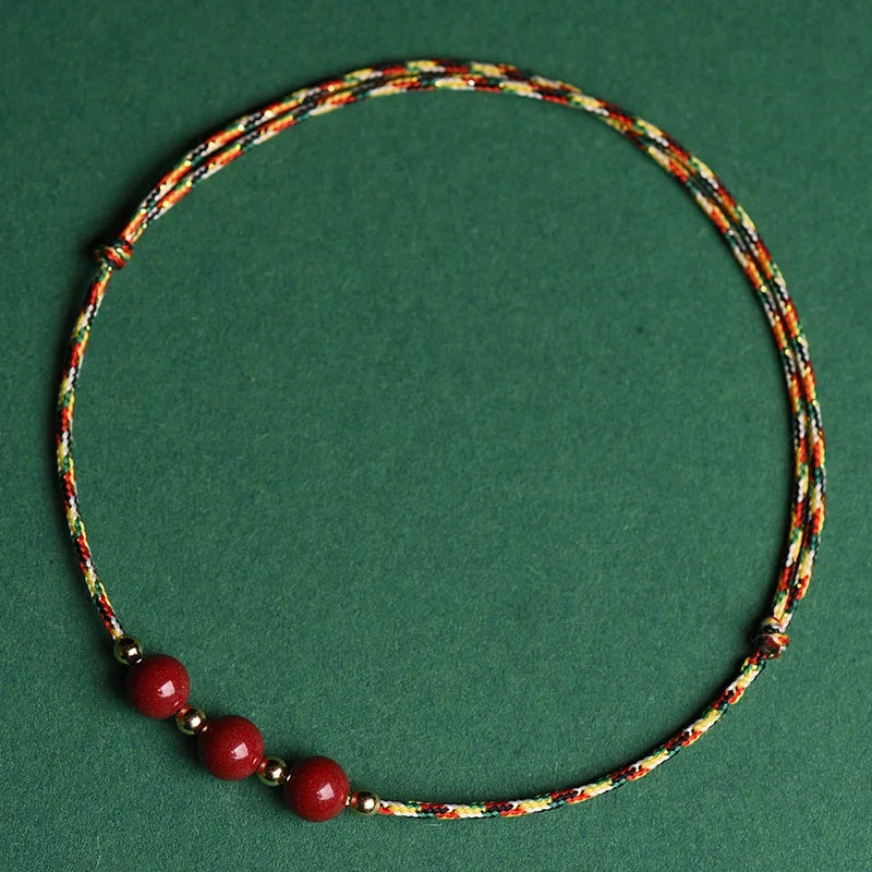 Mystic Cinnabar Red Rope Bracelet for Luck & Protection