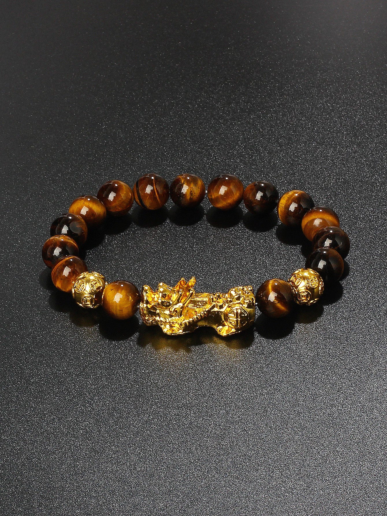 Gold Color Pi Xiu Bracelets Women Feng Shui Obsidian Wealth Pi Yao Bracelets Men 10m Dragon Mantra Bead Bangle Lucky Jewelry New