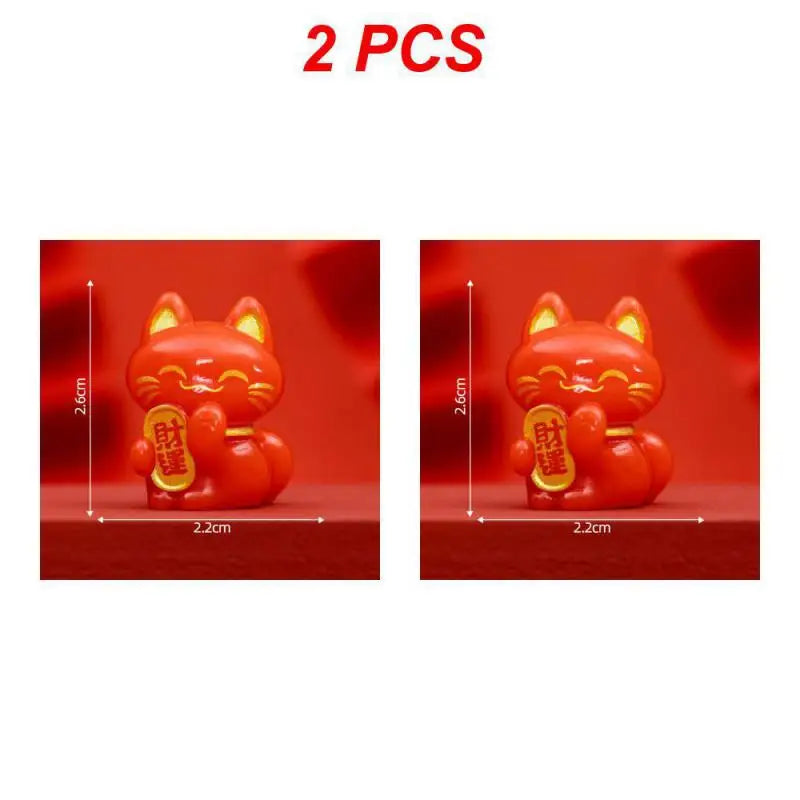1/2PCS Lucky Feng Shui Cat Maneki Neko Fortune Cat Figurine Collectible Fortune Decor Ornaments Lucky Cat Mini Figure Collection