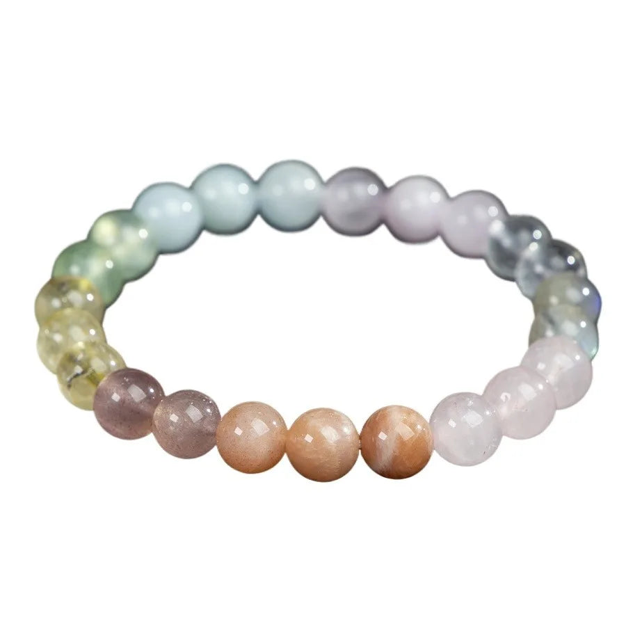 Natural Moonstone 8mm Multicolor Strand Bracelet - Certified