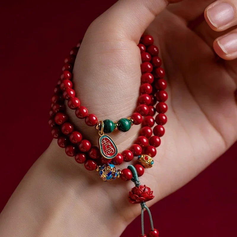 Women's Cinnabar Multi-circle Bracelets, Purple Gold Sand Lucky Jewelry, Men's and Women's Jewelry
