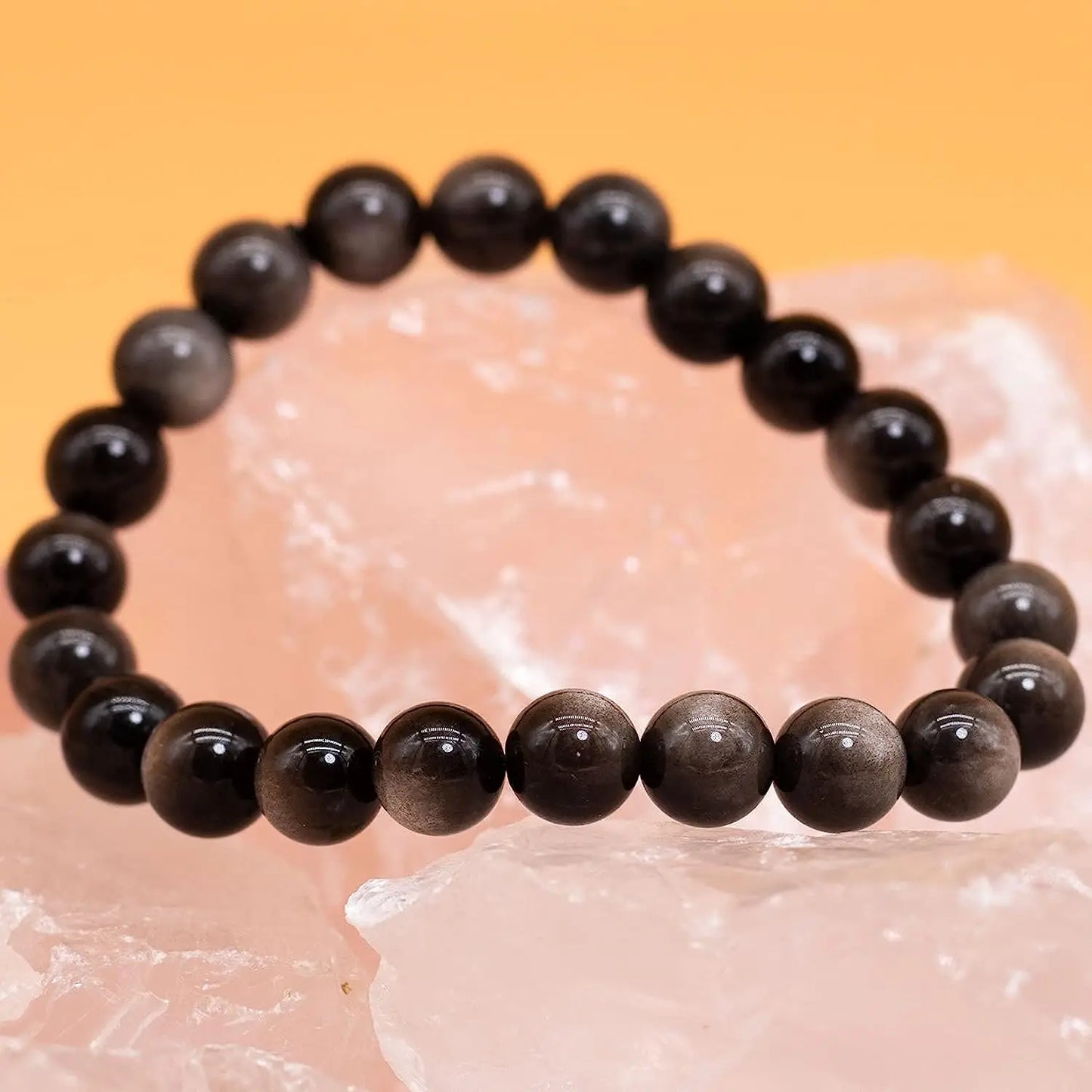 Natural Gemstone Bracelet 8mm Round Beads Healing Silver Obsidian For Women Men Party Fashion Luxury Jewelry Christmas Gifts