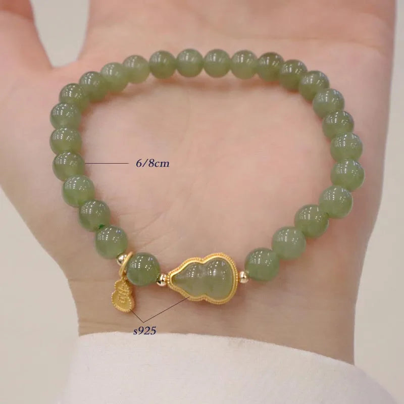 Hotan Green Jade Bracelet for Women|Natural Lucky Bracelet