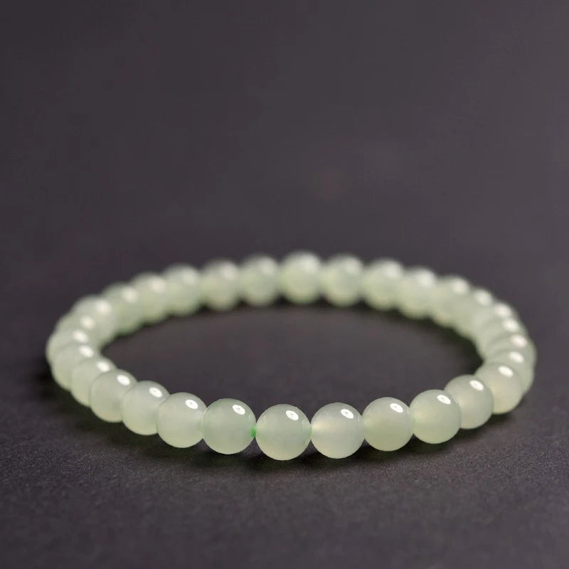 Hetian White Jade Gradient Bead Bracelet — Unisex Hand-Strung