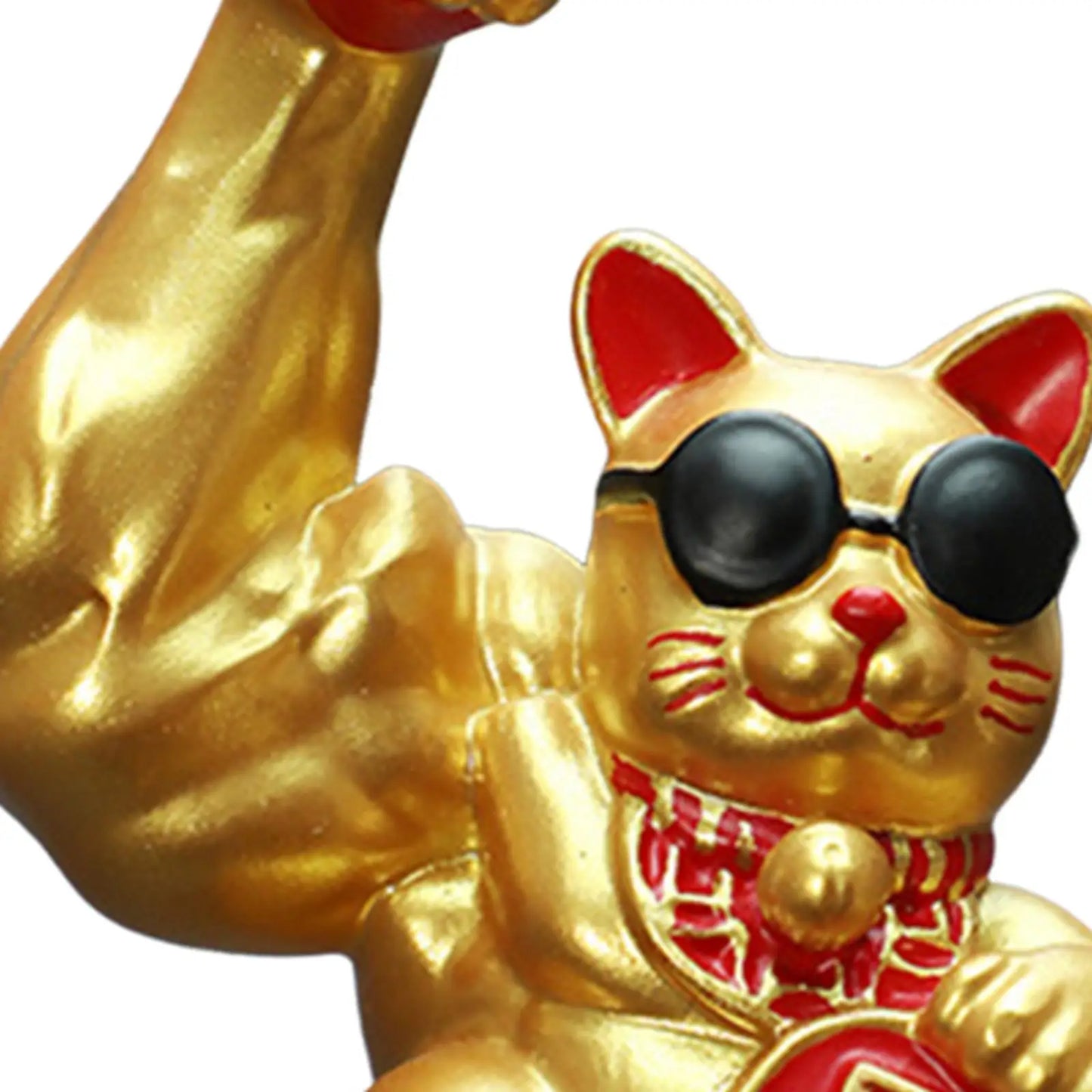 Big Muscle Arm Lucky Cat Figurine Collectible Resin Crafts Feng Shui Decoration for Desk Counter Store Bookcase Modern Shelf
