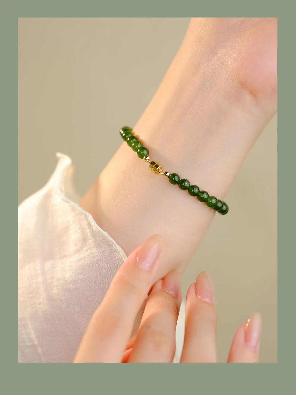 Hotan Jade Green Jasper Bracelet Jade Hand String Onyx Bracelet 925 Sterling Silver Fashion Jewelry for Women Gift Wholesale