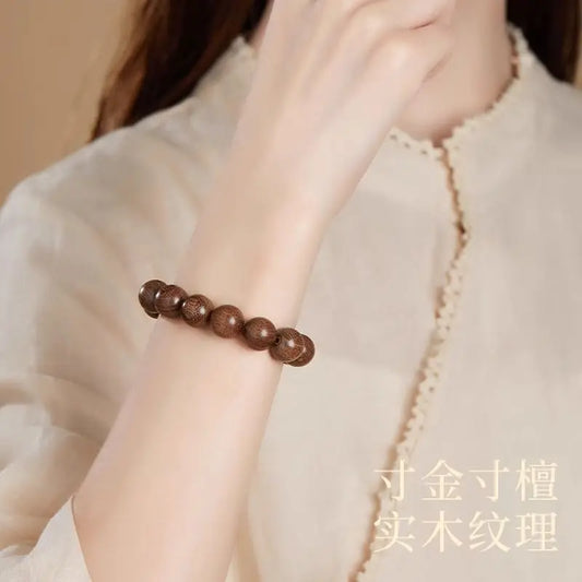 天然金丝楠木佛珠手串|男女沉香木质念珠护身