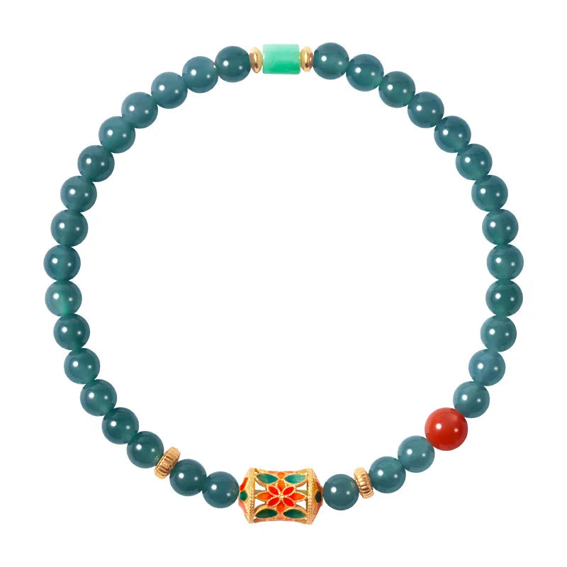 Hetian Jade Bead Bracelet | Tibetan Silver Minimalist