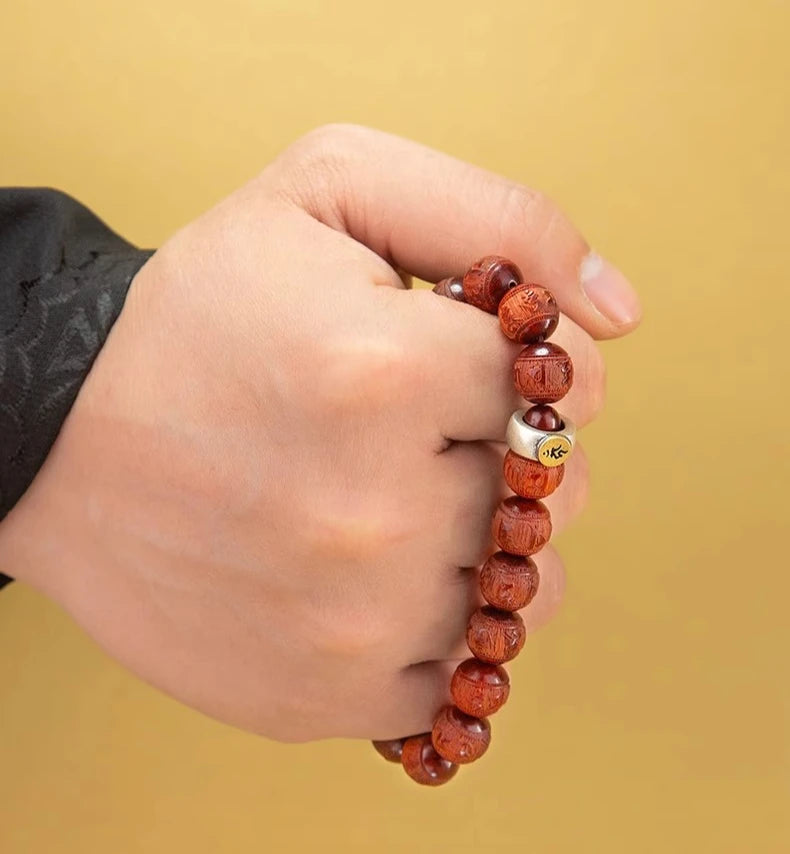 Lobular Purple Sandalwood Six-character Mantra Bracelet, Buddha Beads, Lucky Jewelry for Men's and Women's Zodiac Years, Jewelry