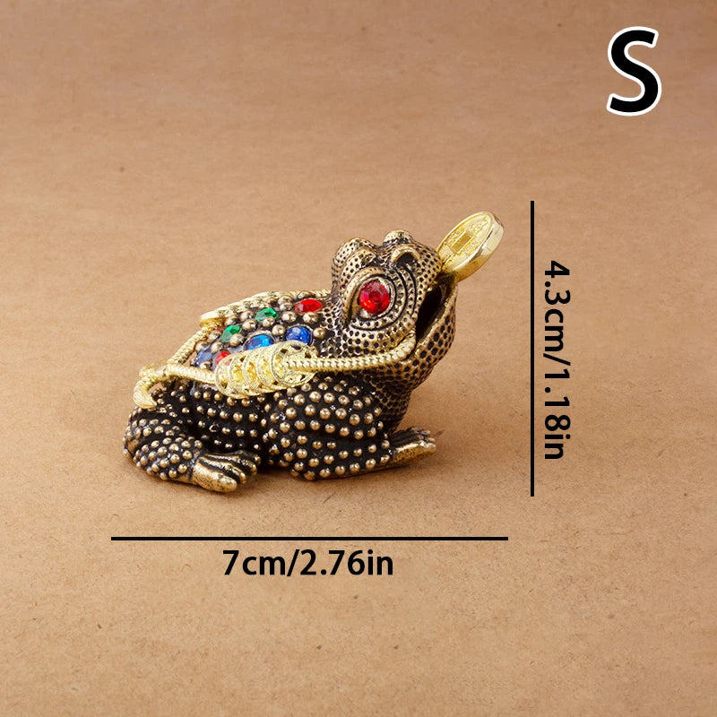 1PC Brass Feng Shui Toad Money Lucky Fortune Wealth Chinese Frog Toad Coin Home Office Decoration Lucky Gifts Tabletop Ornaments