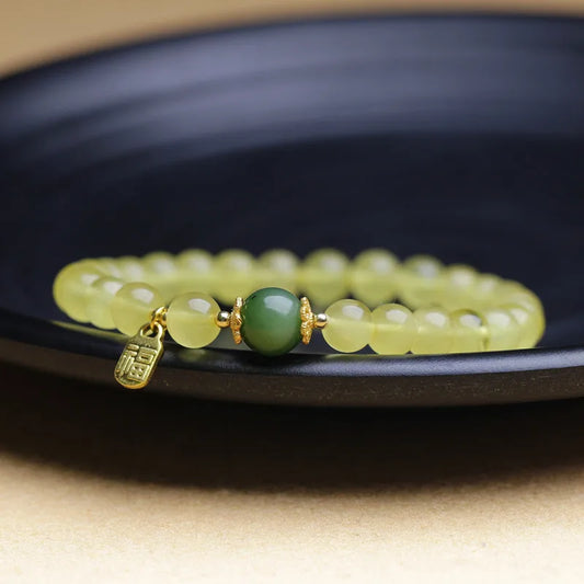 Beeswax & Hotan Jade Luck Bracelet — Single Loop Elegance