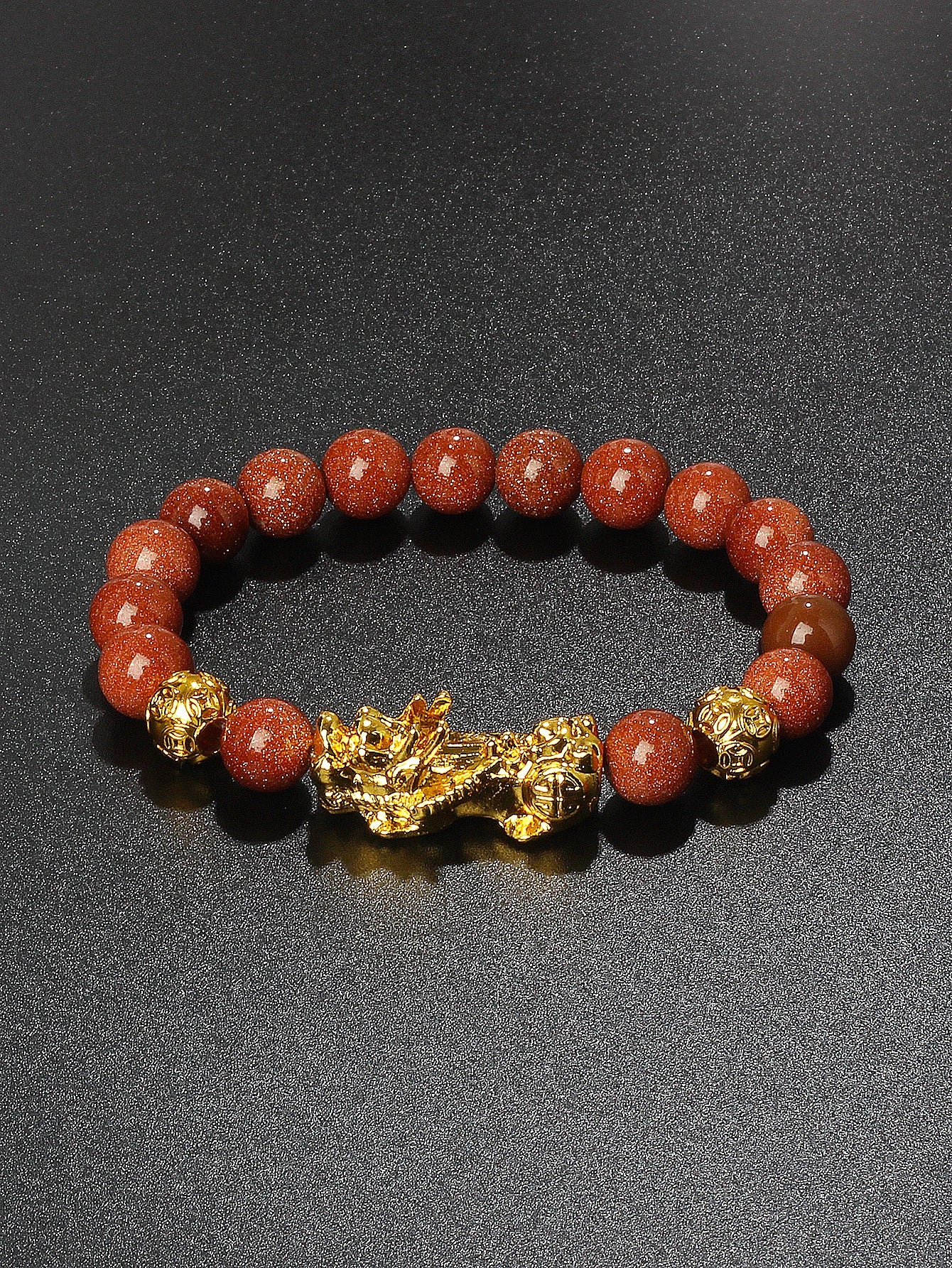 Gold Color Pi Xiu Bracelets Women Feng Shui Obsidian Wealth Pi Yao Bracelets Men 10m Dragon Mantra Bead Bangle Lucky Jewelry New