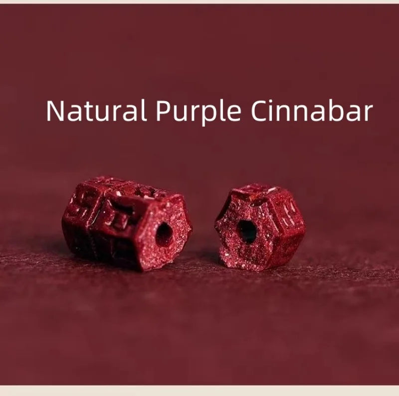 Hand Woven Natural Purple Cinnabar Lucky Bracelets Women Men Prayer Blessing Bangles Six Character Words Sizeadjustable