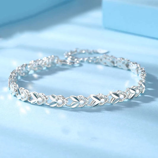 Silver-White Zodiac Rabbit Bracelet for Women - Hetian Jade