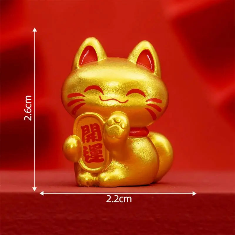 1/2PCS Lucky Feng Shui Cat Maneki Neko Fortune Cat Figurine Collectible Fortune Decor Ornaments Lucky Cat Mini Figure Collection