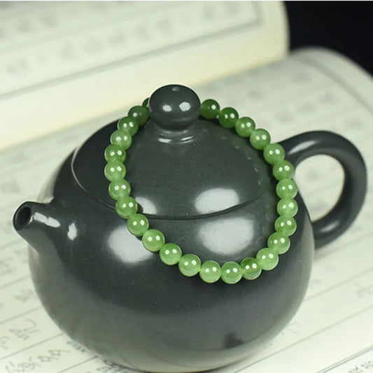 Hetian Jade 6mm Round Bead Bracelet — Boho Guardian