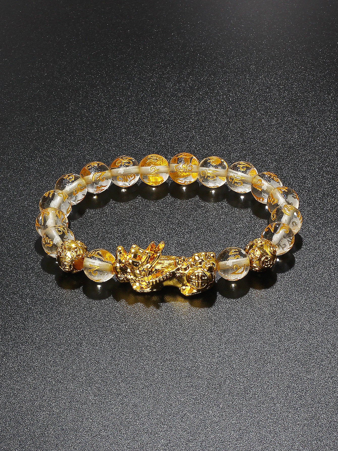 Gold Color Pi Xiu Bracelets Women Feng Shui Obsidian Wealth Pi Yao Bracelets Men 10m Dragon Mantra Bead Bangle Lucky Jewelry New