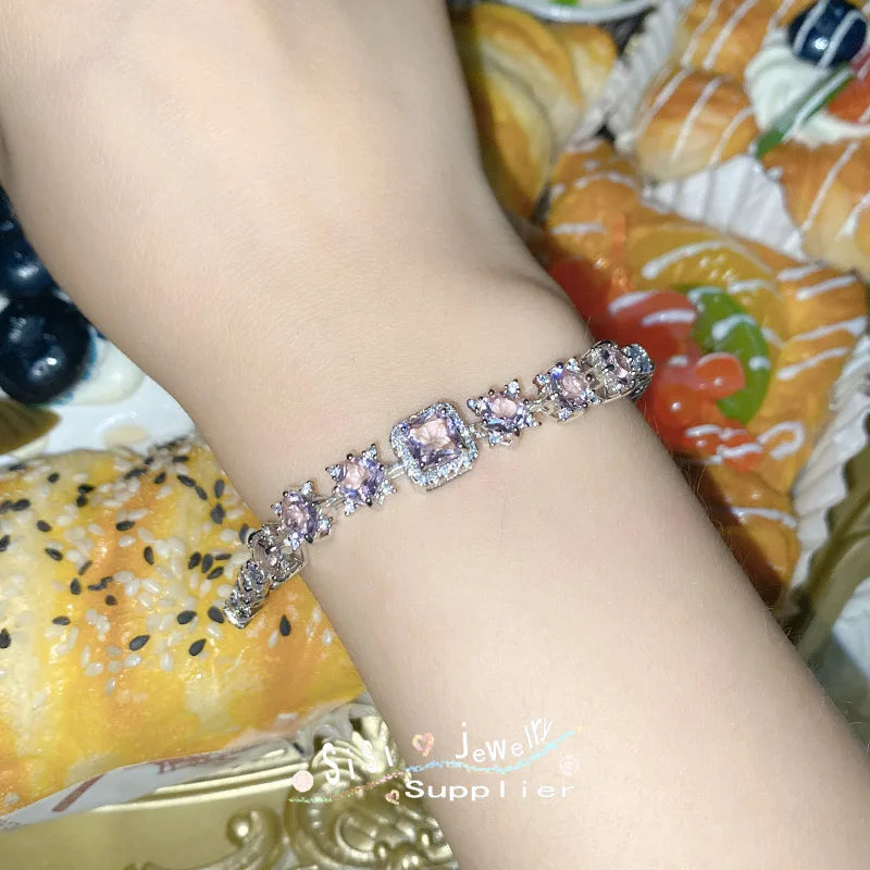 Pink Hexagonal Sparkle Zircon Bracelet - Mystic Charm