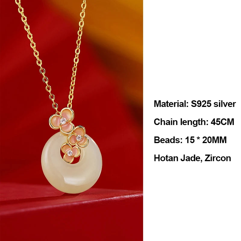 Hetian Jade Peach Blossom Bead Bracelet|Elegant Hand-Chain Charm