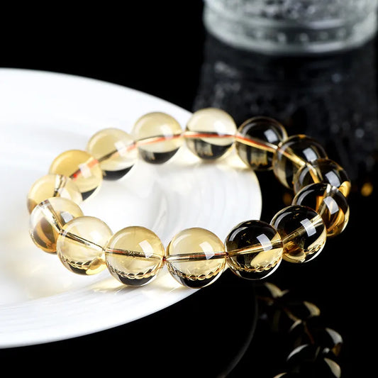 Natural Citrine 10-12mm Beaded Bracelet — Unisex Handmade