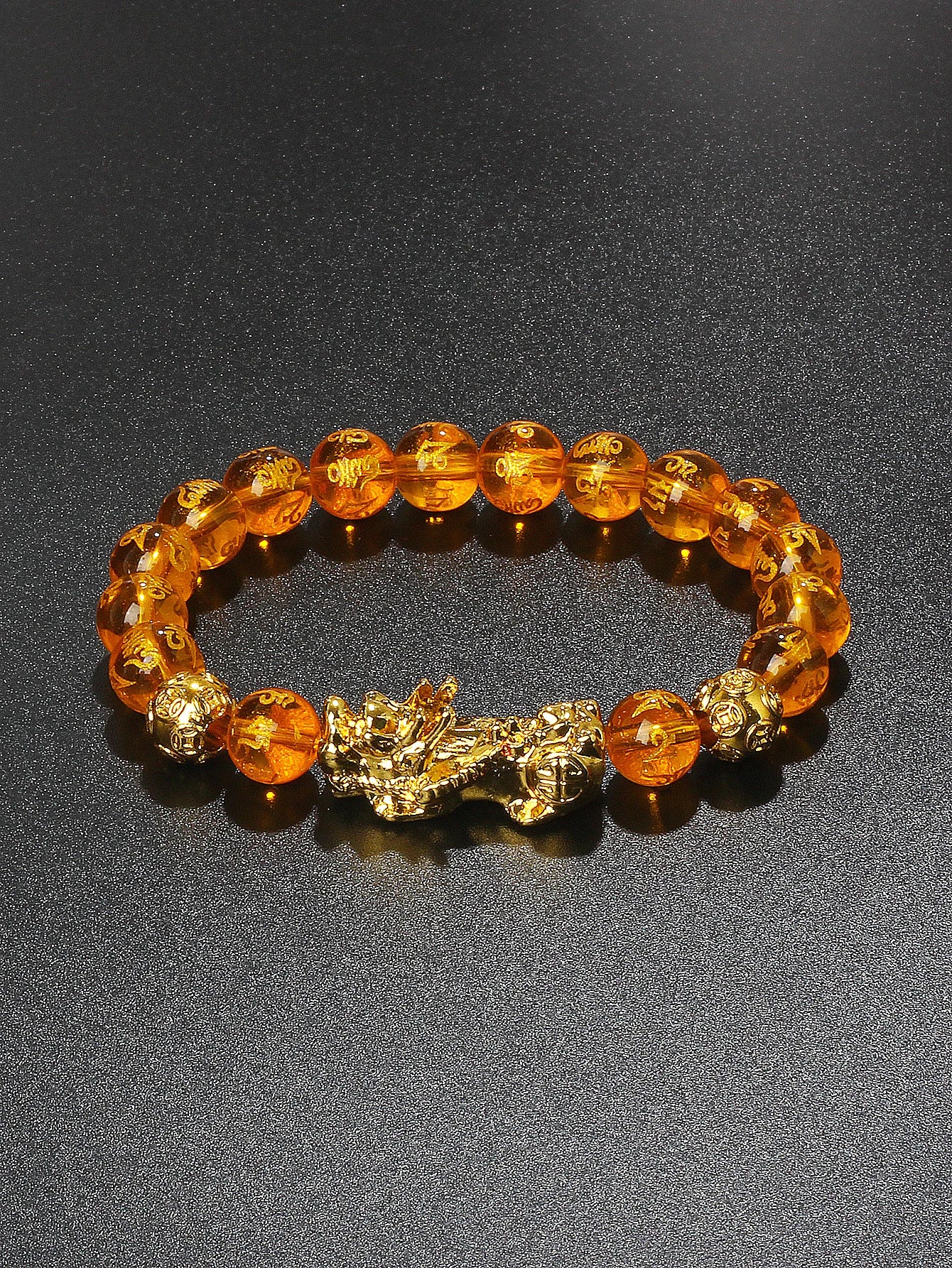 Gold Color Pi Xiu Bracelets Women Feng Shui Obsidian Wealth Pi Yao Bracelets Men 10m Dragon Mantra Bead Bangle Lucky Jewelry New