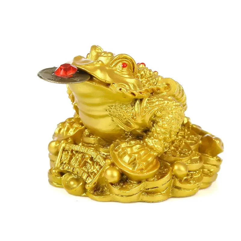 Golden Fortune Coin Money Toad Frog Office Ornaments Decoration Tabletop LUCKY Chinese Wealth Feng Shui Gifts Home