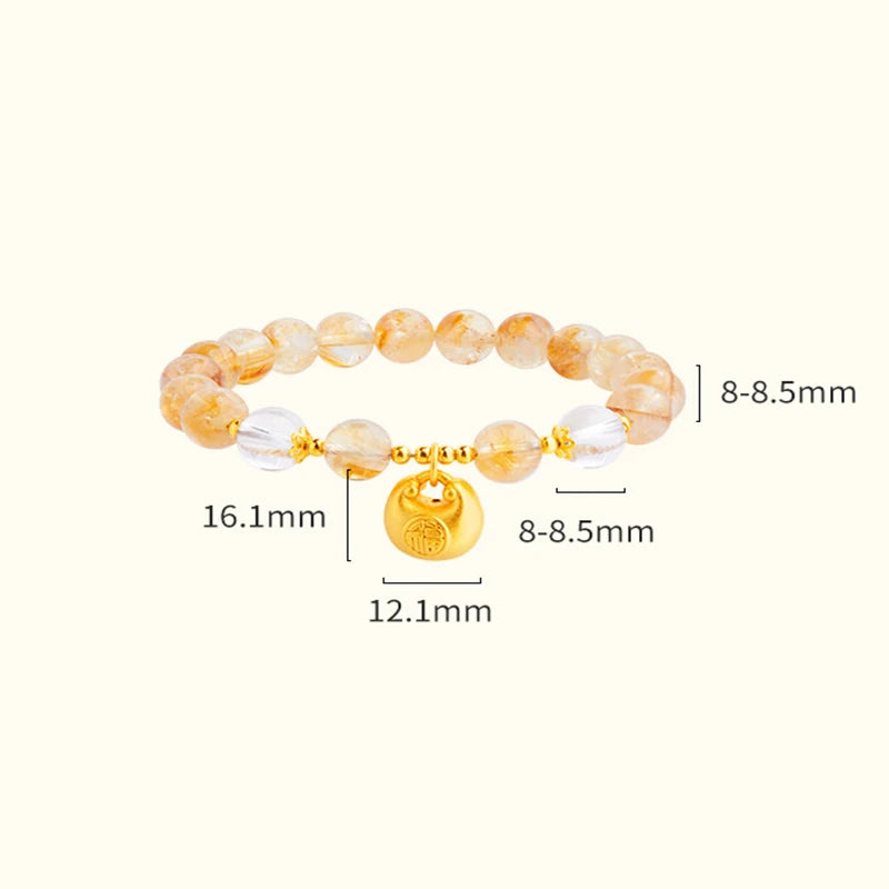 Natural Yellow Tower Crystal Golden White Crystal Lucky Charm Stone Original Design Enhance Energy Purification Wealth Bracelet