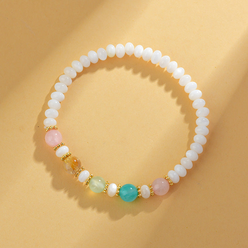 Five Elements Shell Bead Crystal Bracelet | Harmony & Wealth Talisman for Women