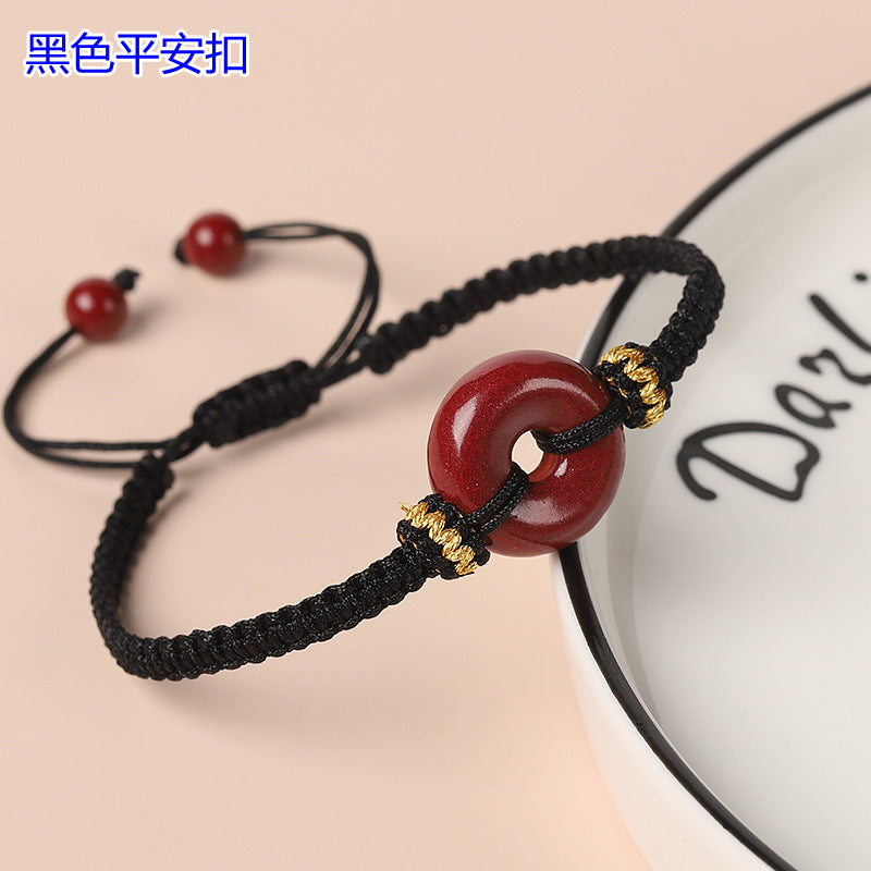 Handwoven Cinnabar Six-Word Mantra Red String Bracelet - Protection & Luck Charm