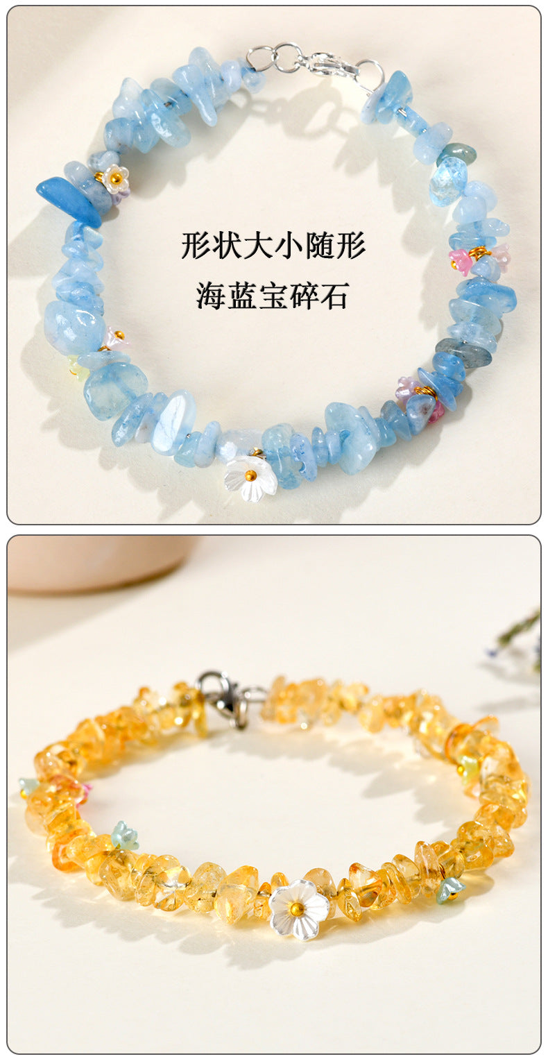 Natural Crystal Crushed Stone Bracelet Aquamarine Amethyst Citrine Irregular Fashion Original Women's Bracelet Jewelry