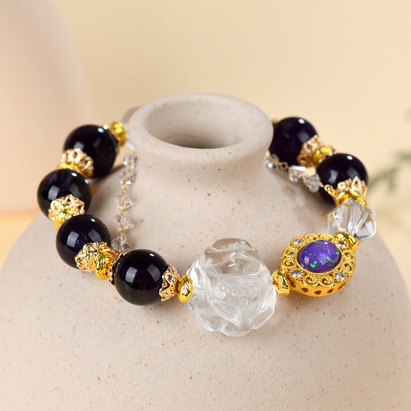 Natural Amethyst White Fox Bracelet – Elegant Love Charm for Spiritual Women