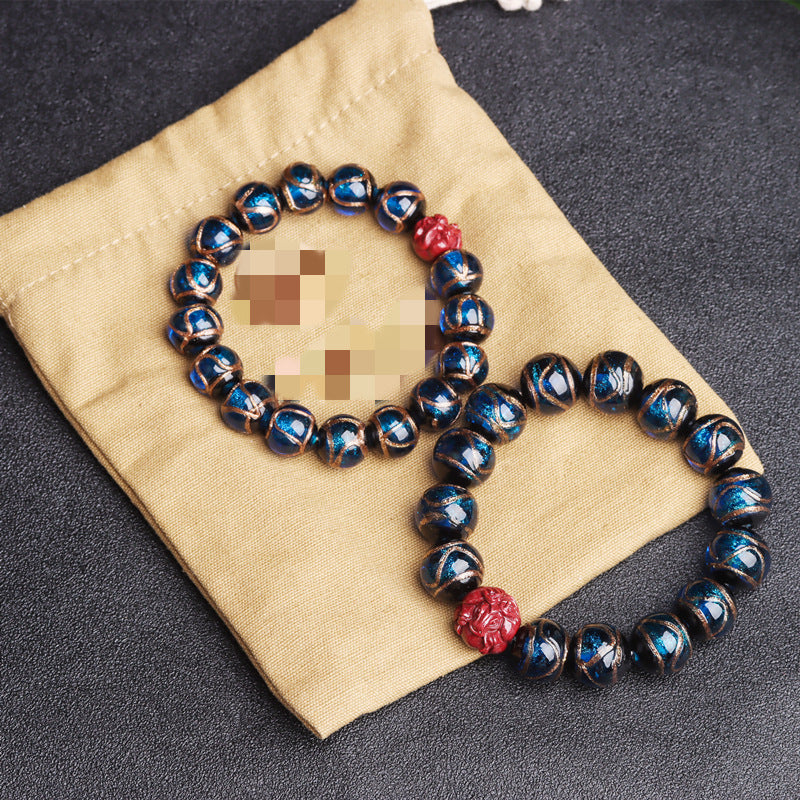 Tiger Year Incense Ash Glazed Bead Bracelet - Mystical Protection and Fortune Talisman