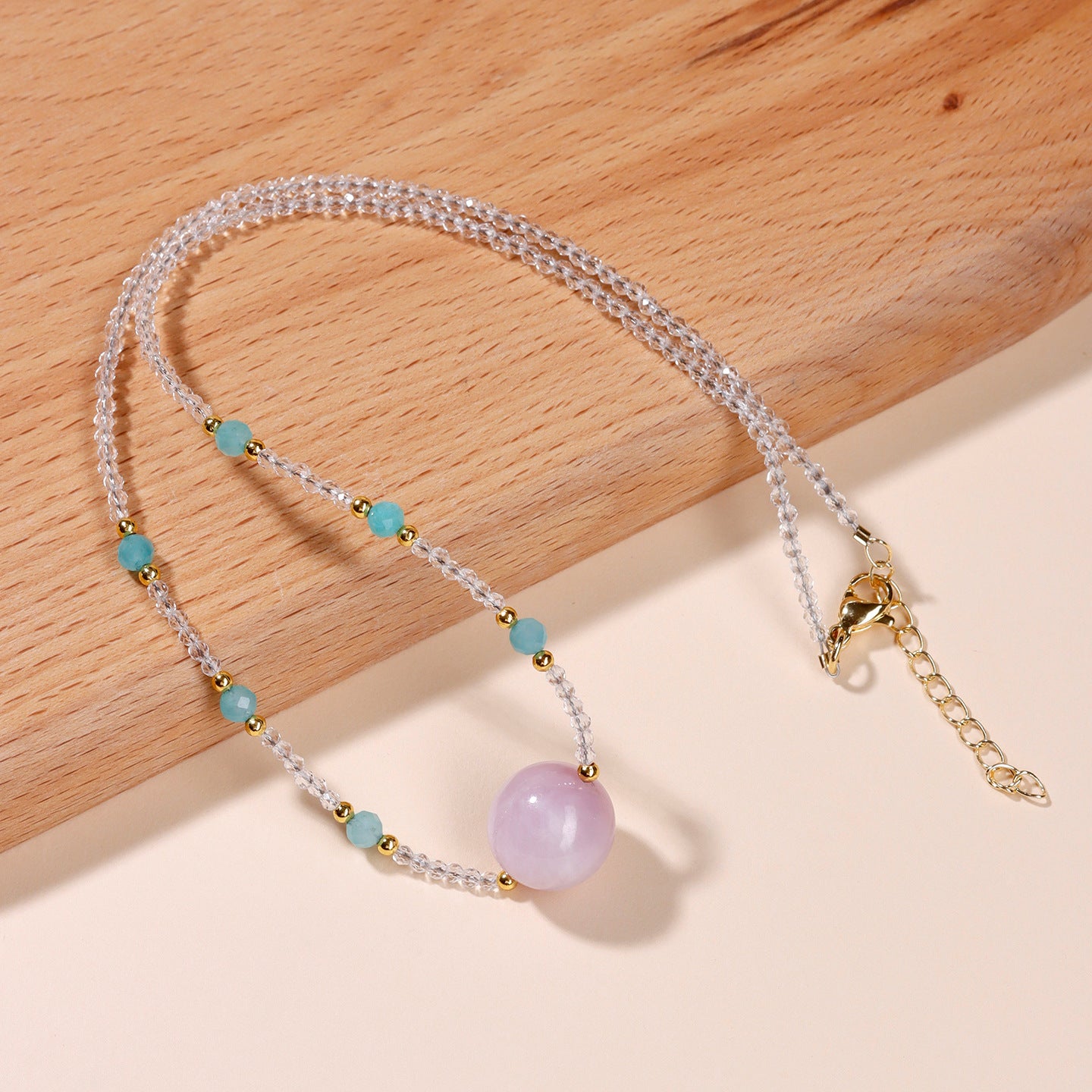 Natural White Crystal Purple Spodumene Adjustable Necklace | Spiritual Energy & Elegant Design
