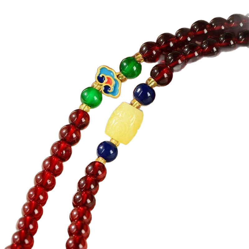 108Garnet Stone Bracelet Pure Color Tibetan Style Accessories Unisex Ethnic Style Jewelry Buddhist Beads