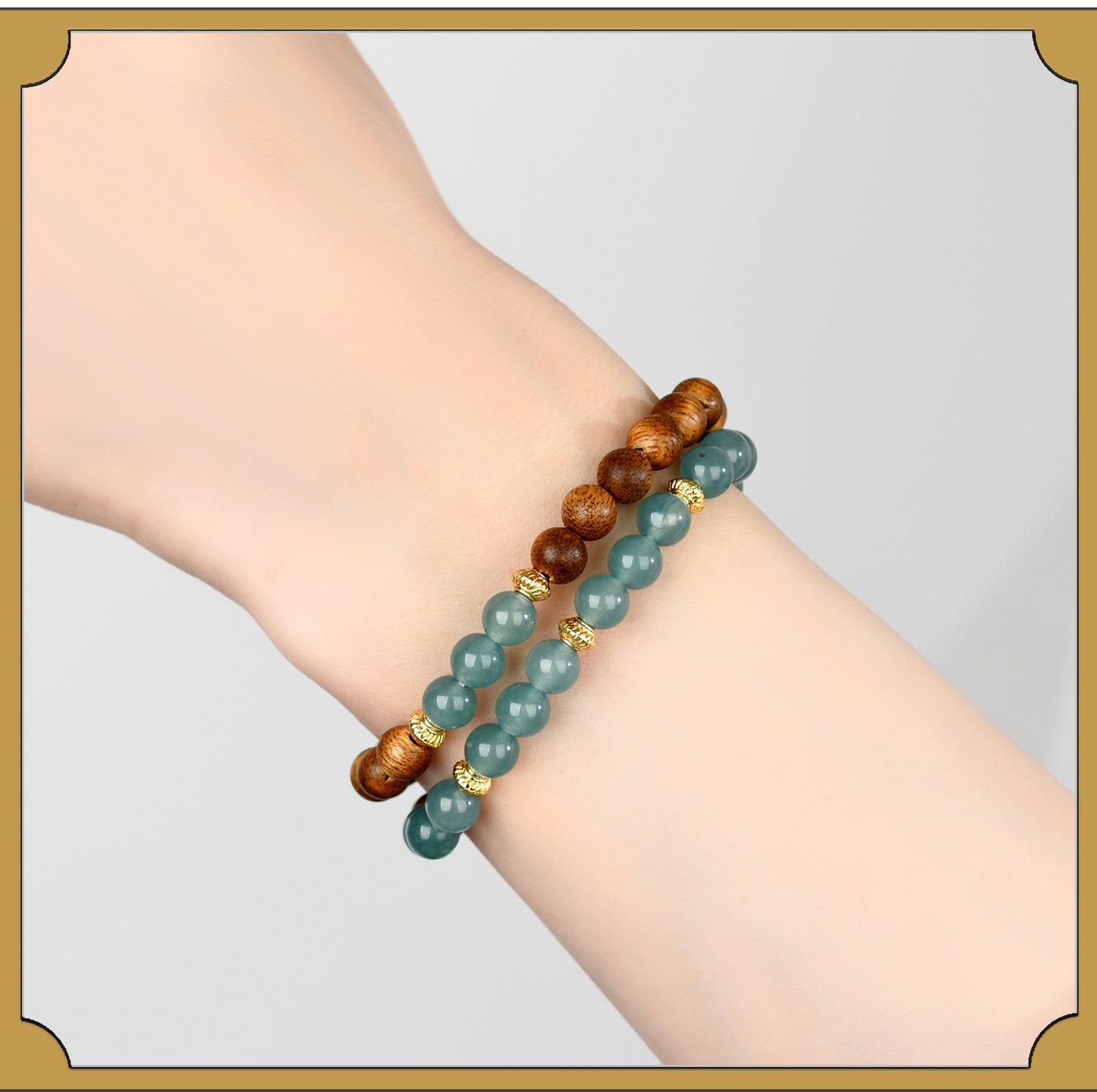 Blue Water Jade Chalcedony Agarwood Buddhist Bracelet | Zen Meditation Beads for Women's Spiritual Protection