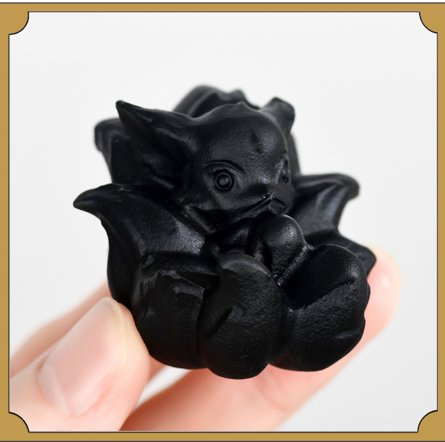 Natural Obsidian Carved Nine-Tailed Fox Ornament - Mystical Desk Decor for Wisdom & Protection