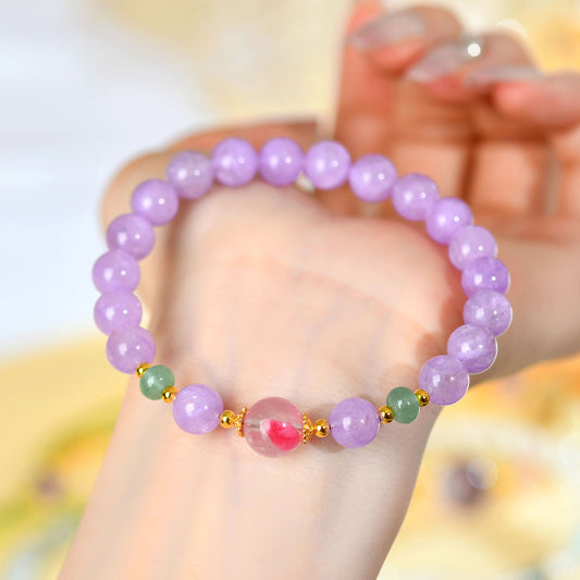 Lavender Amethyst Rose Quartz Love Bracelet | Spiritual Harmony & Romantic Energy